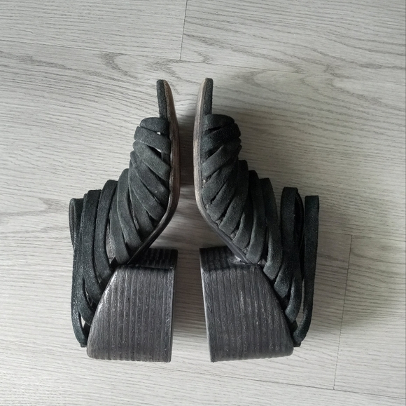 Marsell × Eckhaus Latta Suede Strappy Block Chunky Heel Sandals Black 40EU - Picture 13 of 16